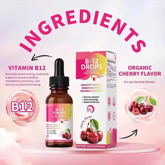 Custom Vitamin B12 Liquid Drops Multi Vitamin Supplement Organic Anti